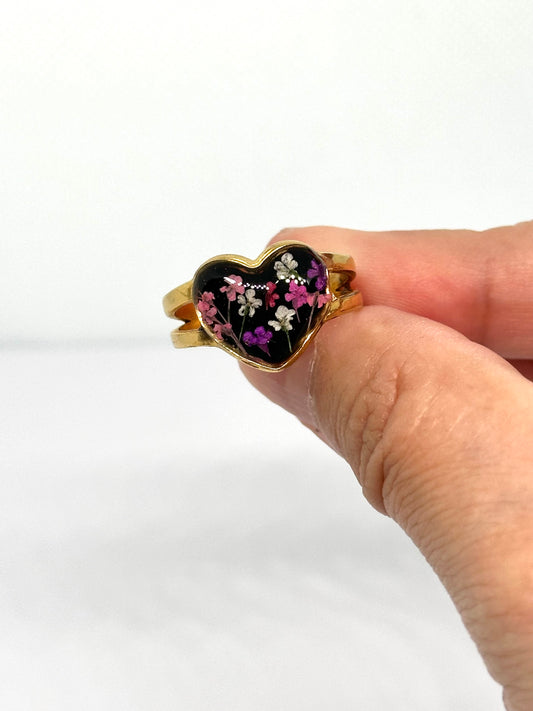 Anillo corazón nocturno