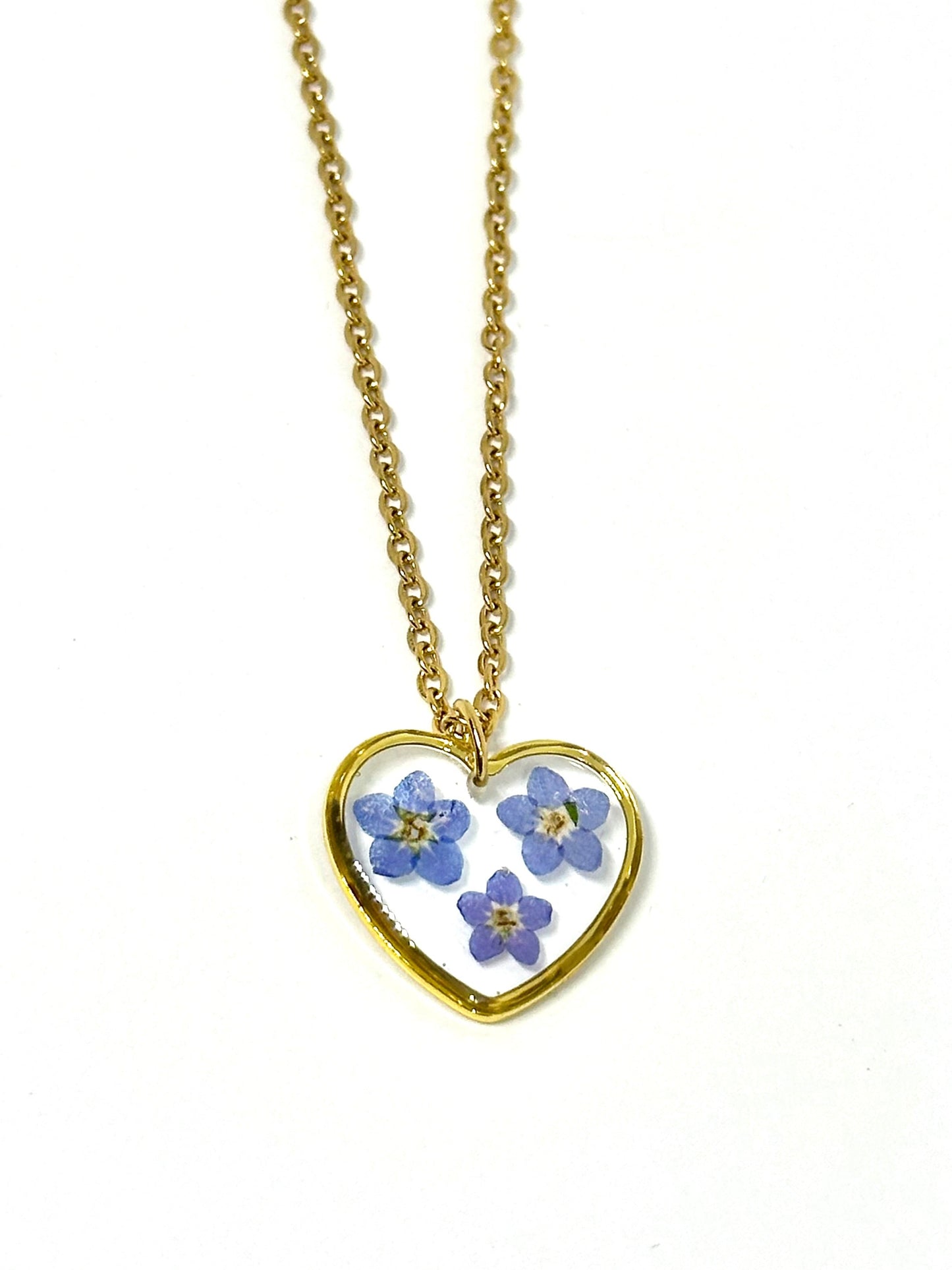 Förgätmigej-inte-hjärthalsband