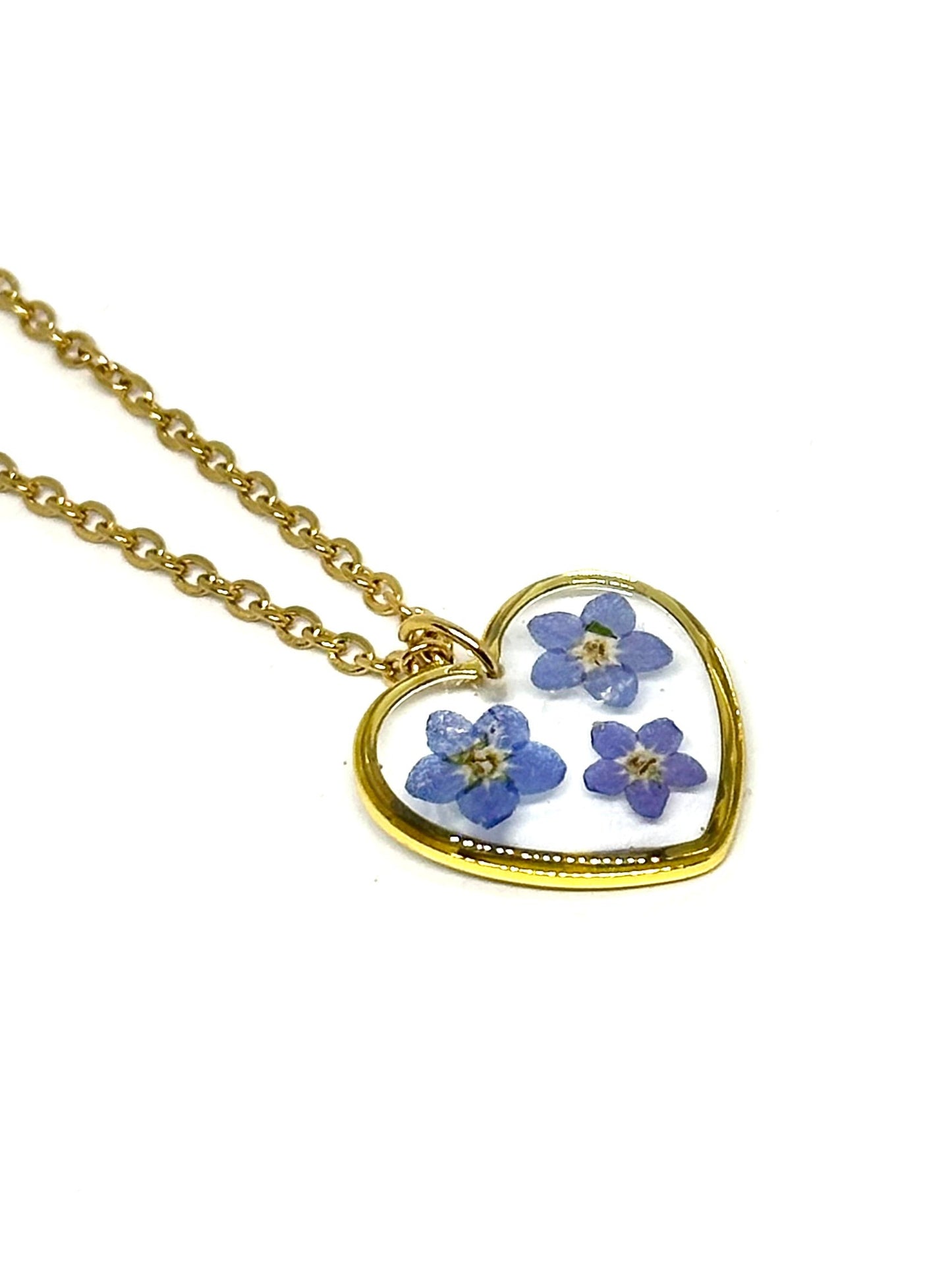 Förgätmigej-inte-hjärthalsband