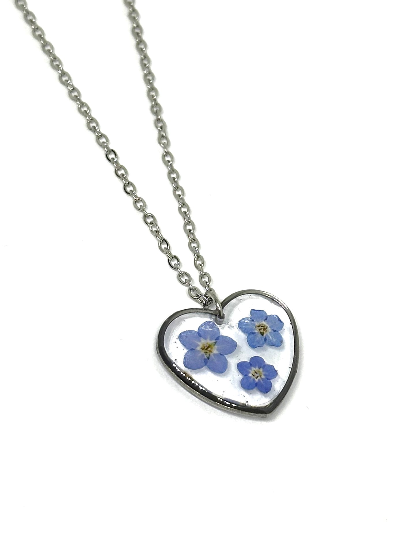 Förgätmigej-inte-hjärthalsband 