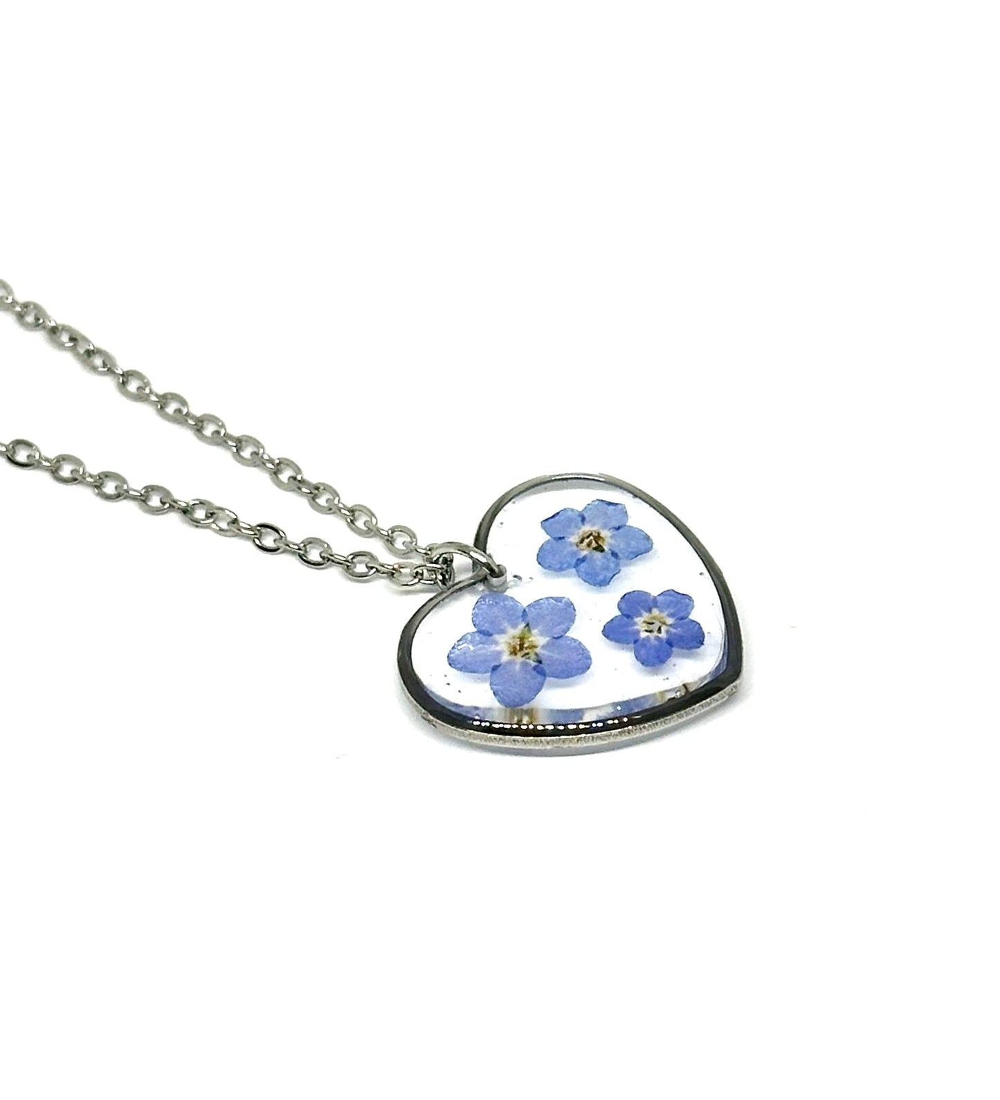 Förgätmigej-inte-hjärthalsband 