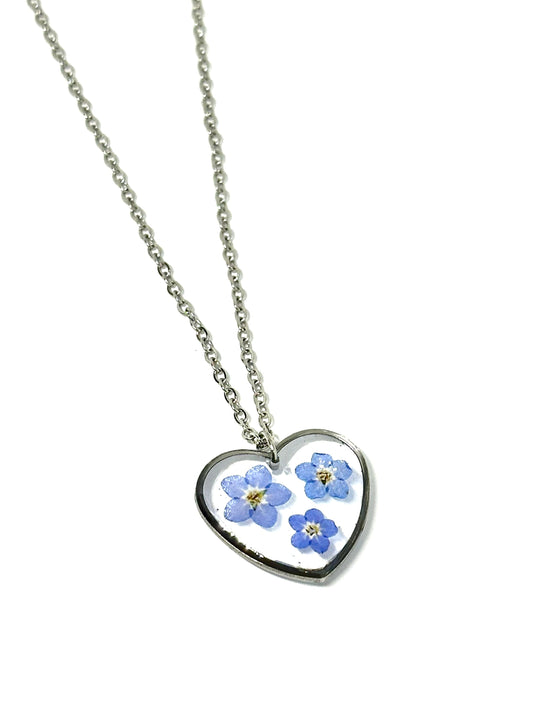 Förgätmigej-inte-hjärthalsband 