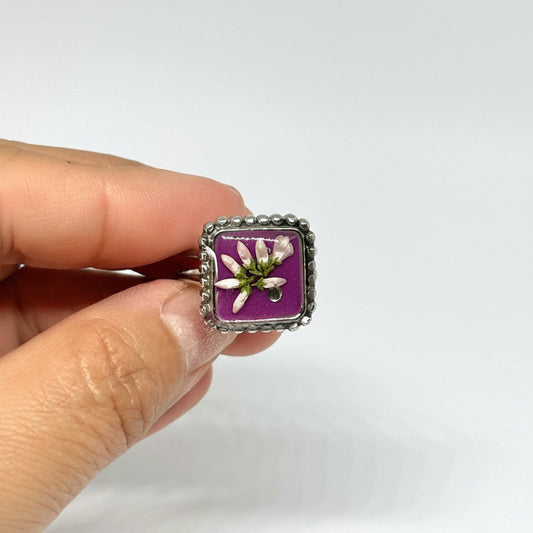 Lila ljungblomma ring