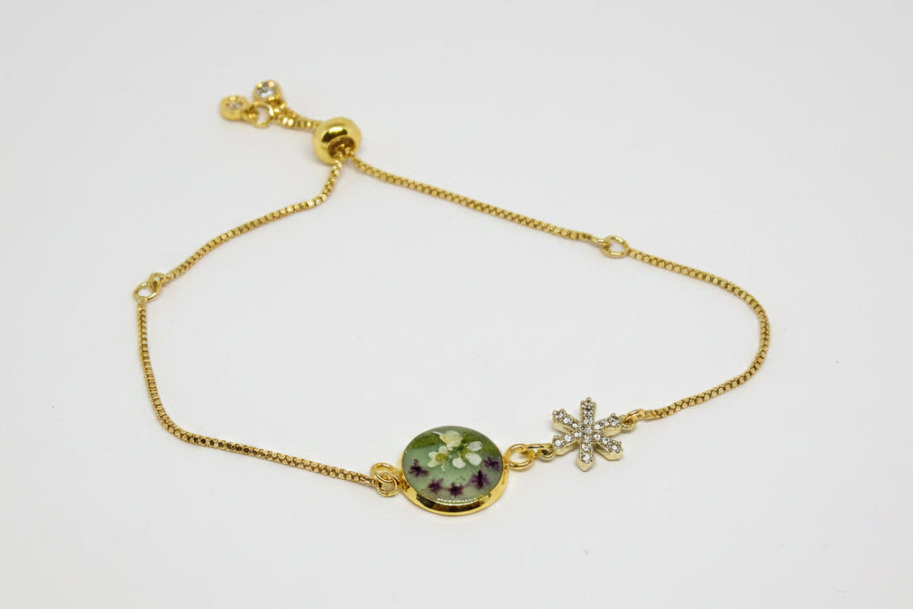 Pulsera esmeralda - flores silvestres