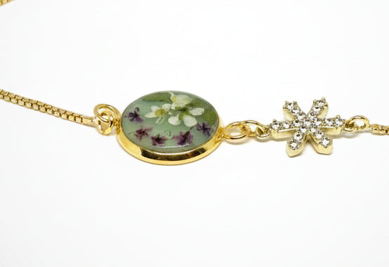 Pulsera esmeralda - flores silvestres