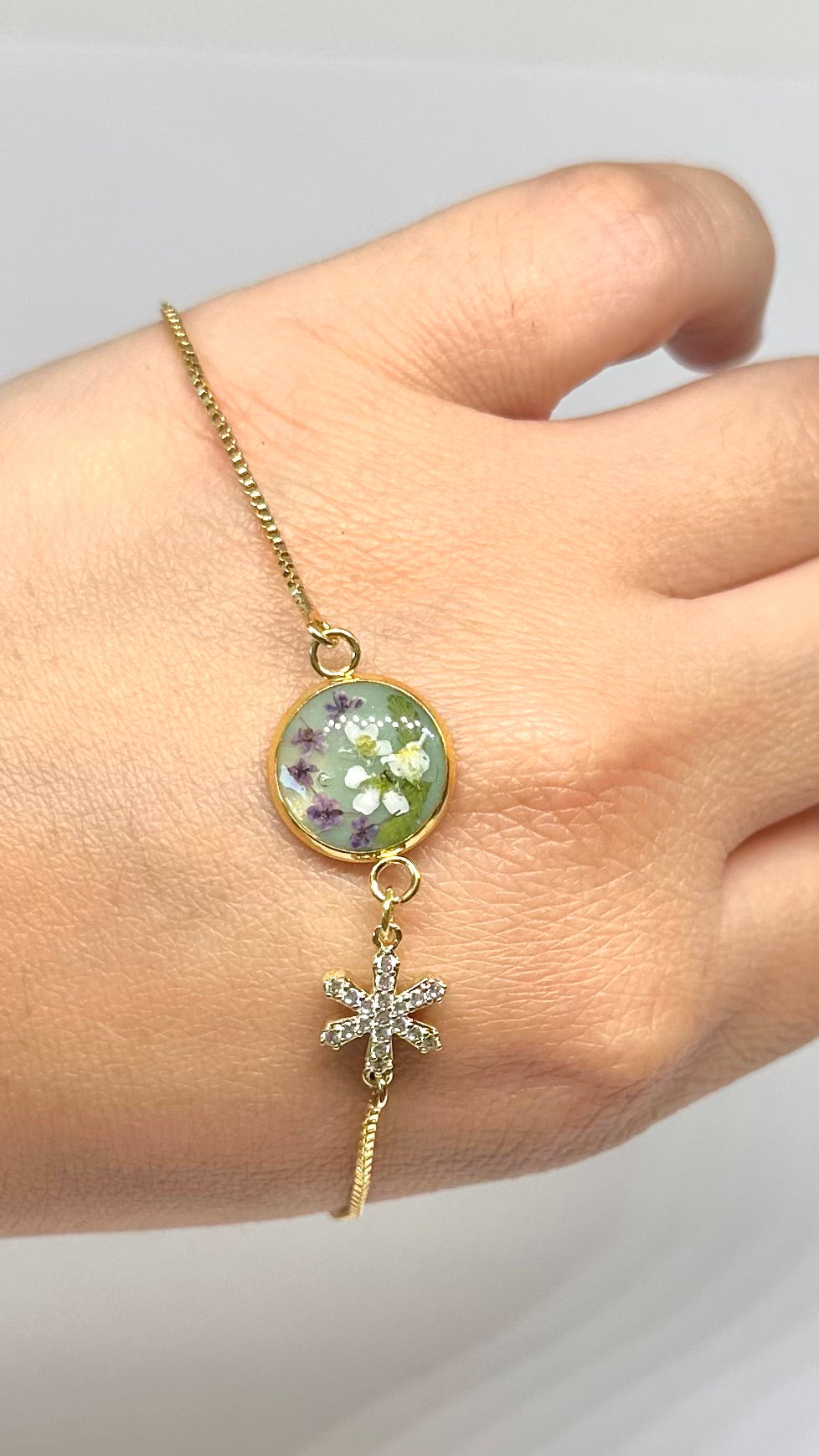 Pulsera esmeralda - flores silvestres
