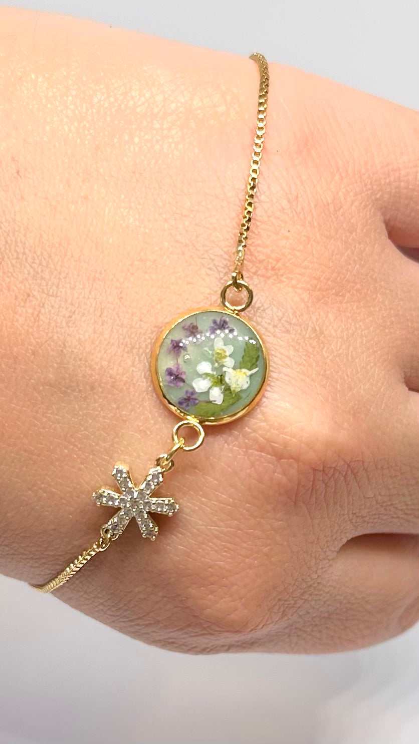 Pulsera esmeralda - flores silvestres