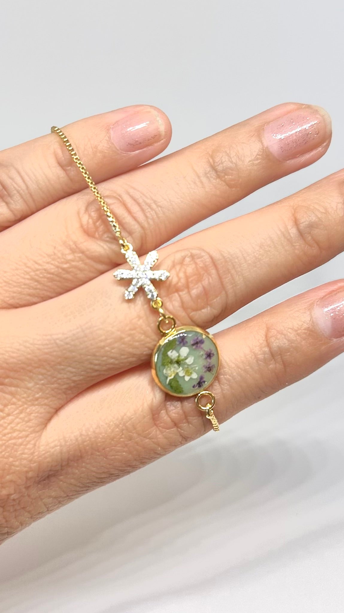 Pulsera esmeralda - flores silvestres