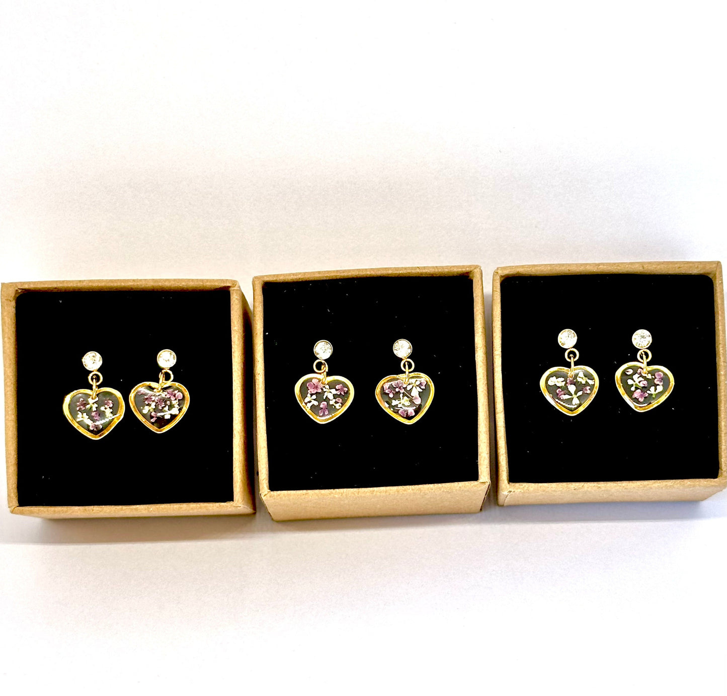 Pendientes Corazón Floral
